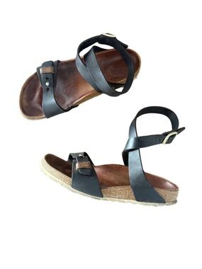 RARE! Birkenstock Black Leather Ankle-Strap Delhi Sandal